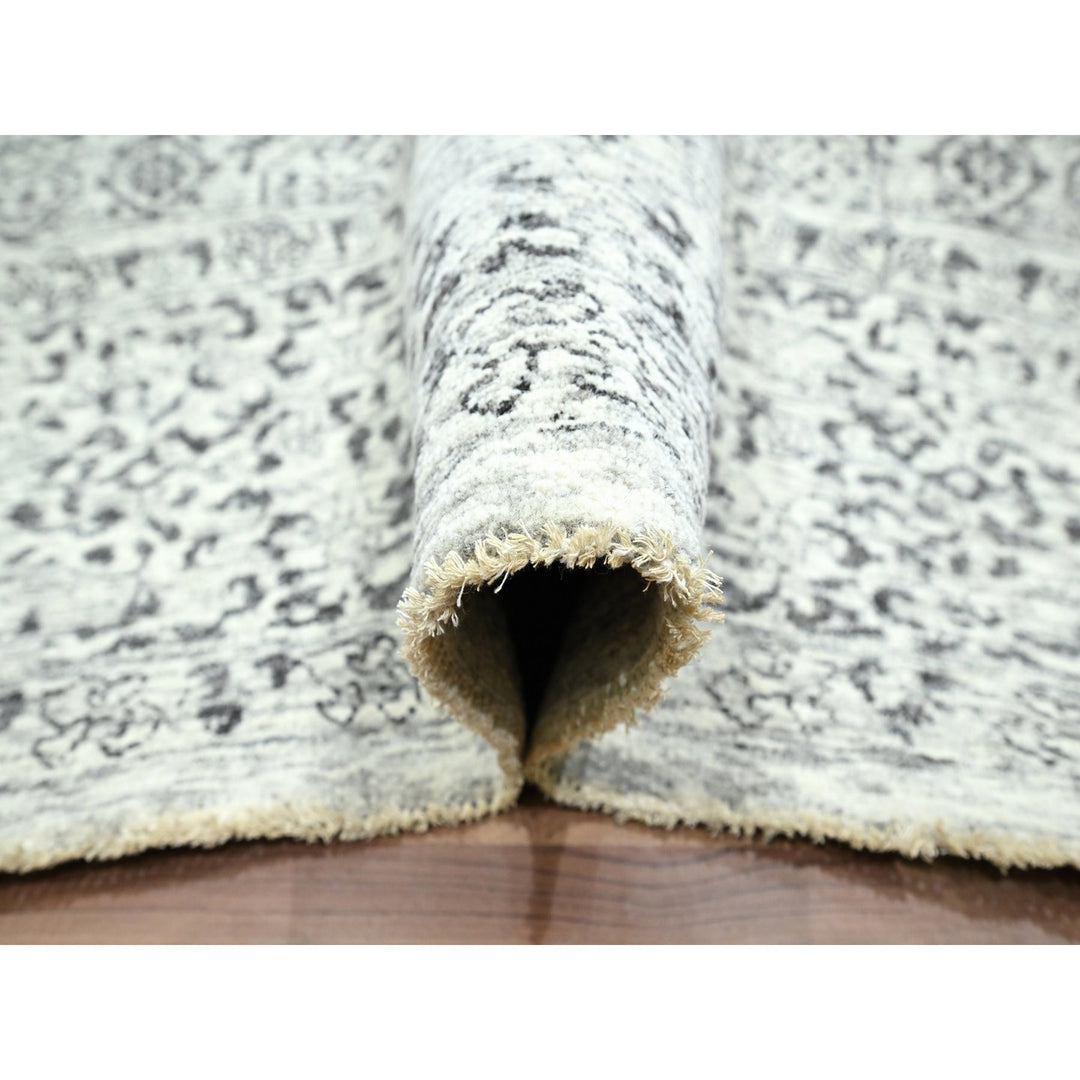 9'1" x 12'0" New Hand Knotted Ivory Wool Rectangle Oriental Rug - MOA10276547