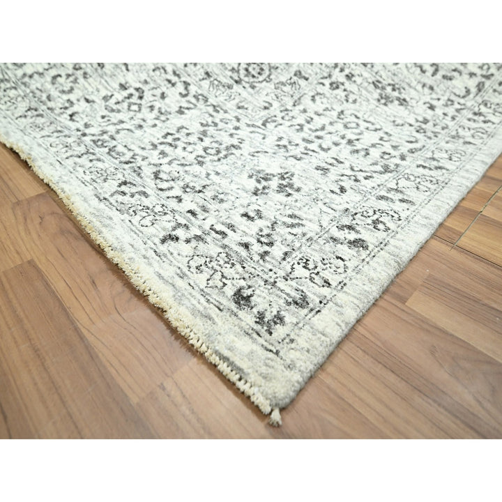 9'1" x 12'0" New Hand Knotted Ivory Wool Rectangle Oriental Rug - MOA10276547