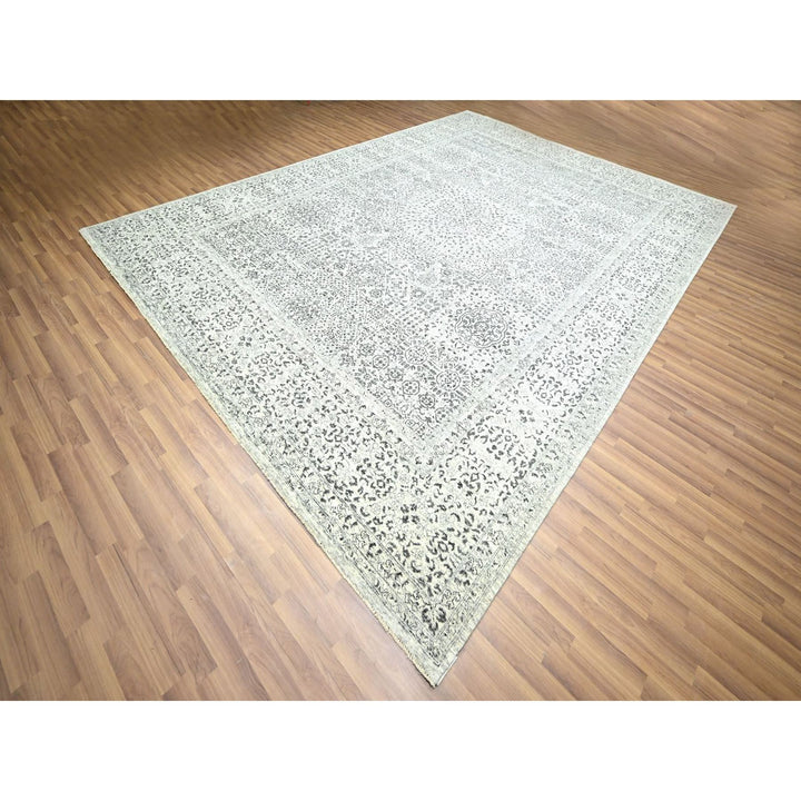 10'0" x 14'0" New Hand Knotted Ivory Wool Rectangle Oriental Rug - MOA10276548