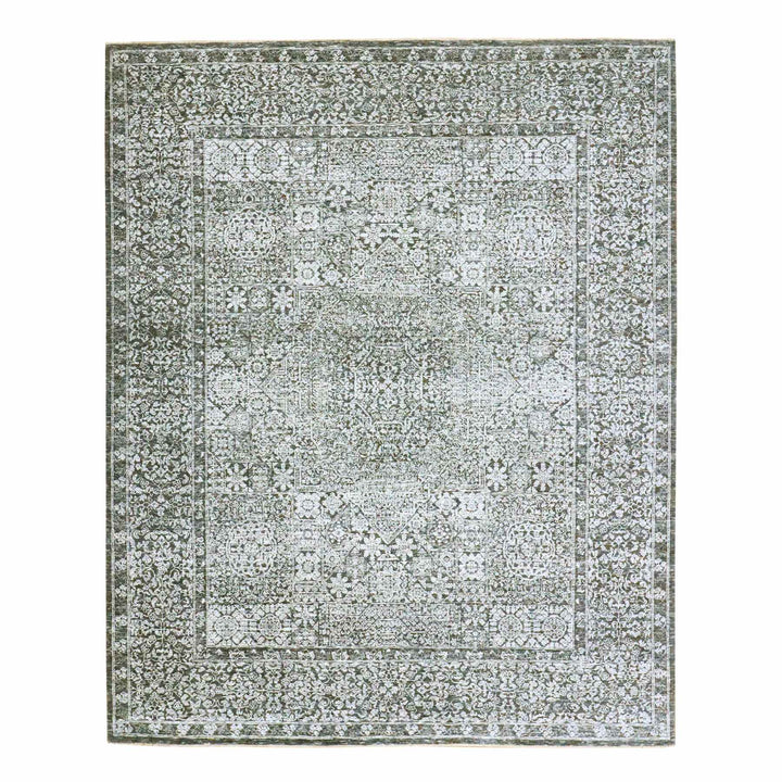 8'2" x 10'2" New Hand Knotted Grey Wool Rectangle Oriental Rug - MOA10276549