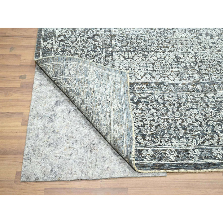 8'2" x 10'2" New Hand Knotted Grey Wool Rectangle Oriental Rug - MOA10276549