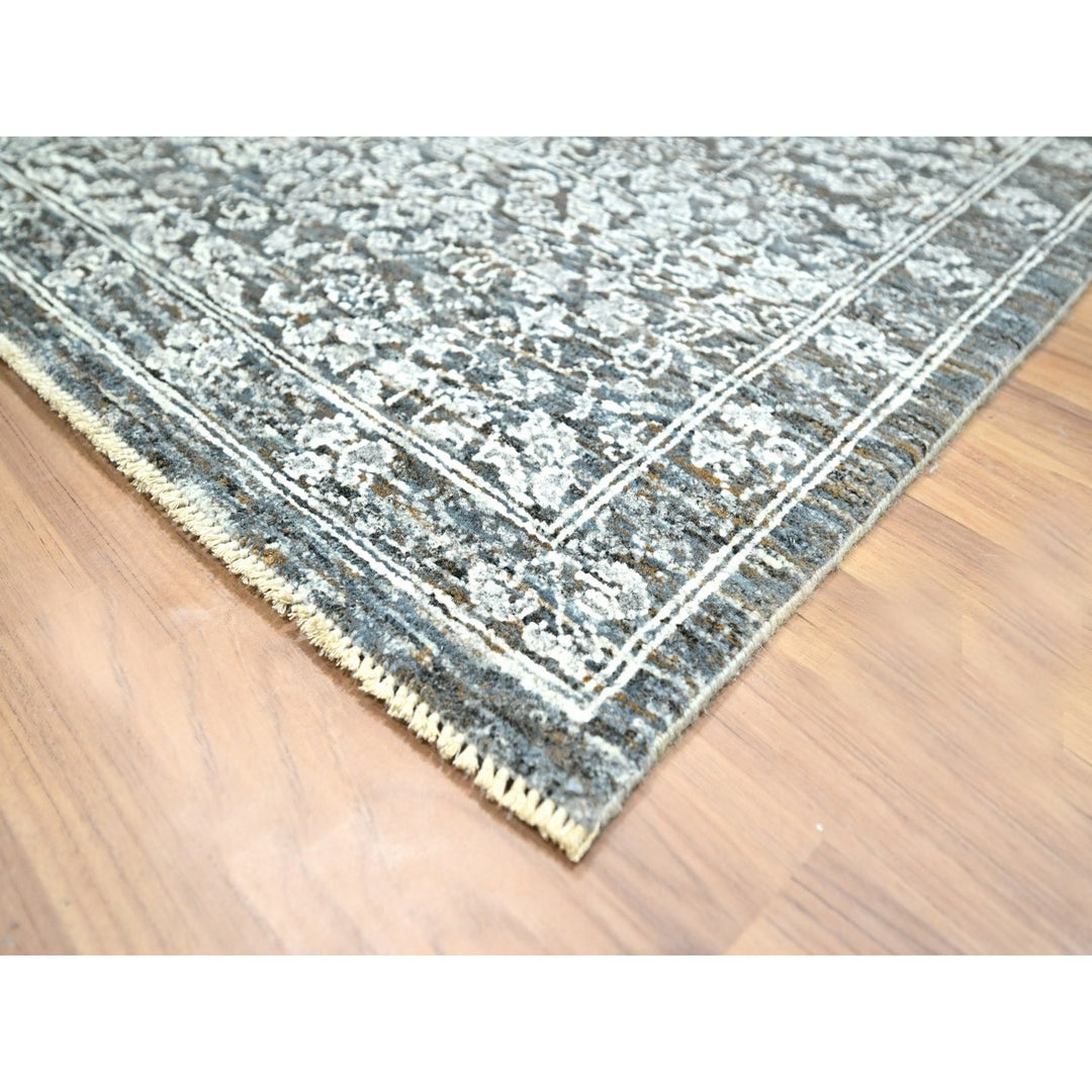 8'2" x 10'2" New Hand Knotted Grey Wool Rectangle Oriental Rug - MOA10276549