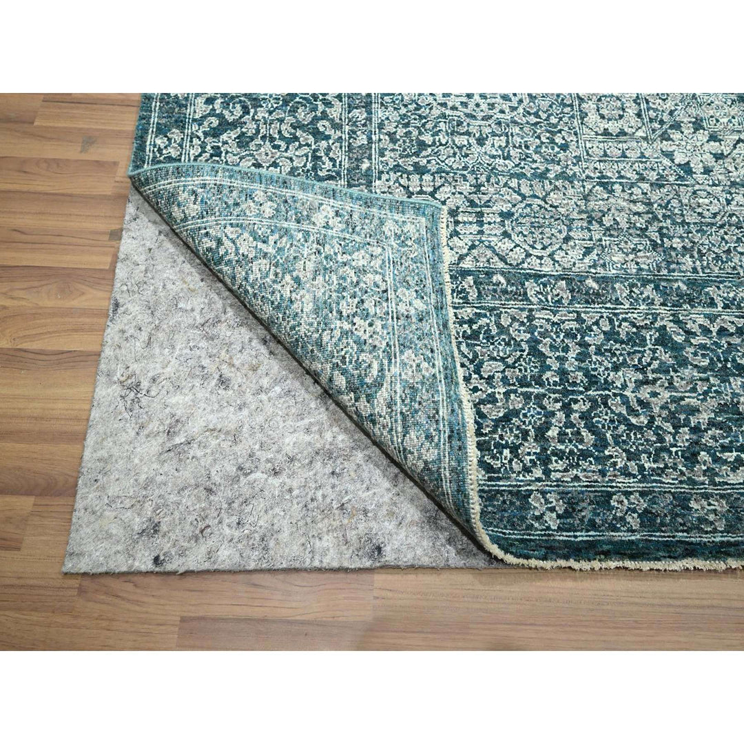 7'11" x 10'3" New Hand Knotted Teal Wool Rectangle Oriental Rug - MOA10276551