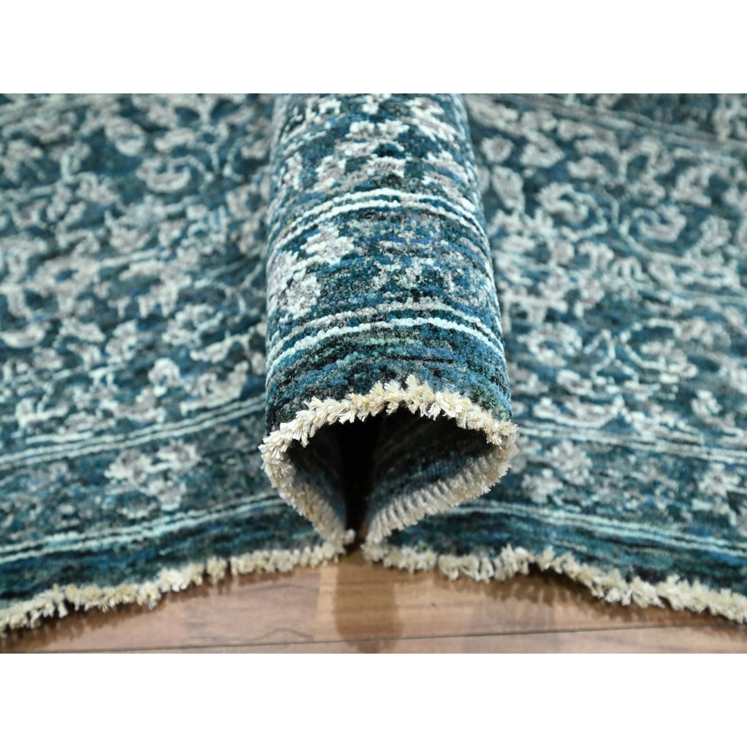 7'11" x 10'3" New Hand Knotted Teal Wool Rectangle Oriental Rug - MOA10276551