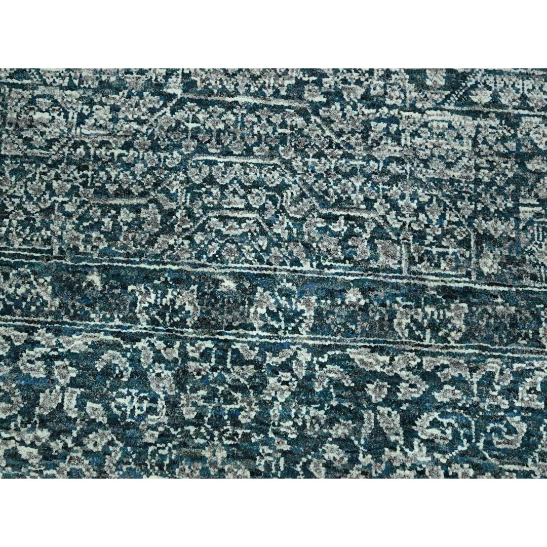 7'11" x 10'3" New Hand Knotted Teal Wool Rectangle Oriental Rug - MOA10276551