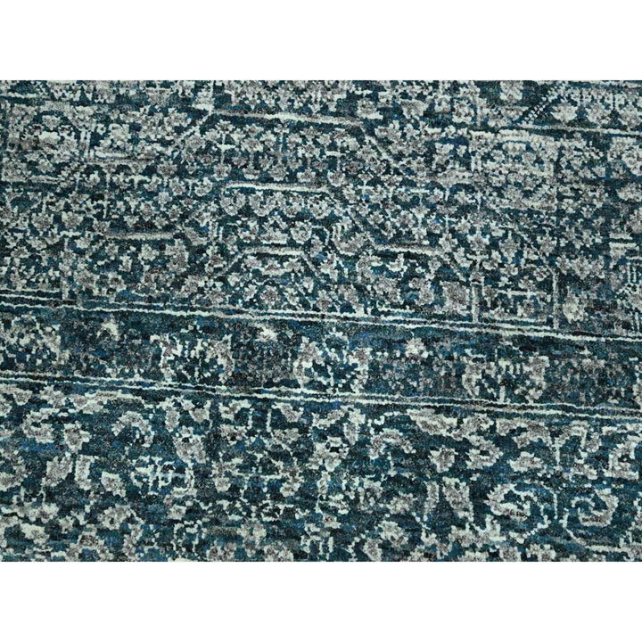 7'11" x 10'3" New Hand Knotted Teal Wool Rectangle Oriental Rug - MOA10276551