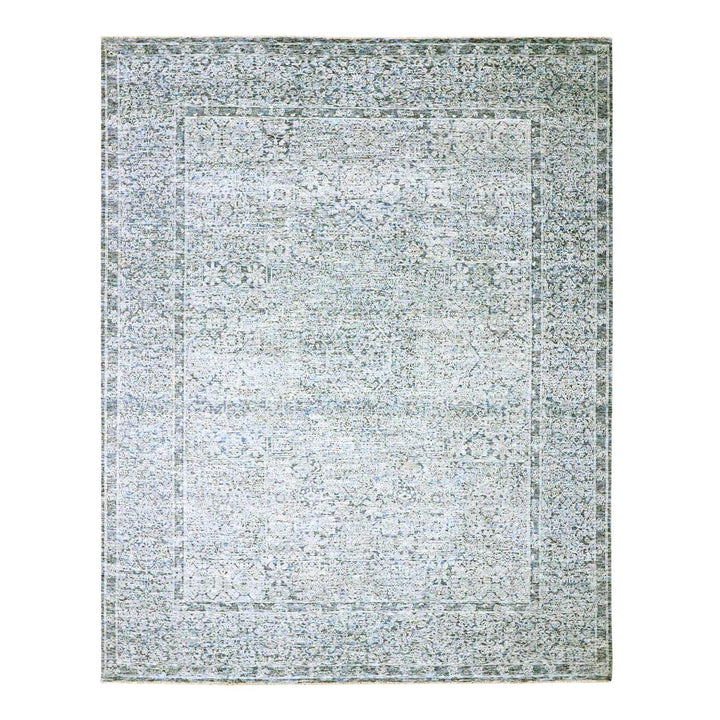 8'0" x 10'2" New Hand Knotted Grey Wool Rectangle Oriental Rug - MOA10276552