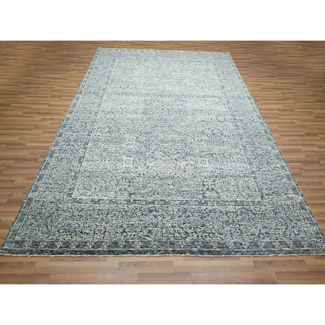 8'0" x 10'2" New Hand Knotted Grey Wool Rectangle Oriental Rug - MOA10276552