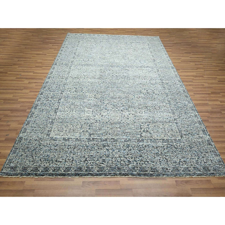 8'0" x 10'2" New Hand Knotted Grey Wool Rectangle Oriental Rug - MOA10276552