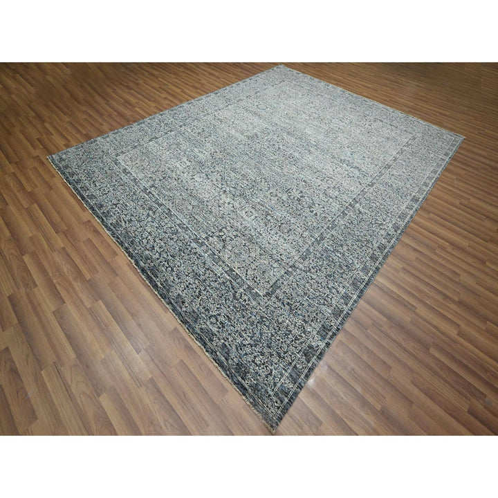 8'0" x 10'2" New Hand Knotted Grey Wool Rectangle Oriental Rug - MOA10276552