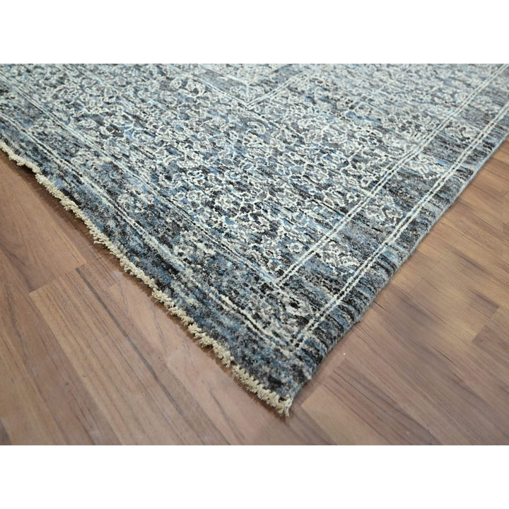 8'0" x 10'2" New Hand Knotted Grey Wool Rectangle Oriental Rug - MOA10276552