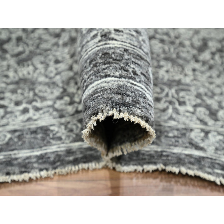 9'0" x 11'11" New Hand Knotted Grey Wool Rectangle Oriental Rug - MOA10276553