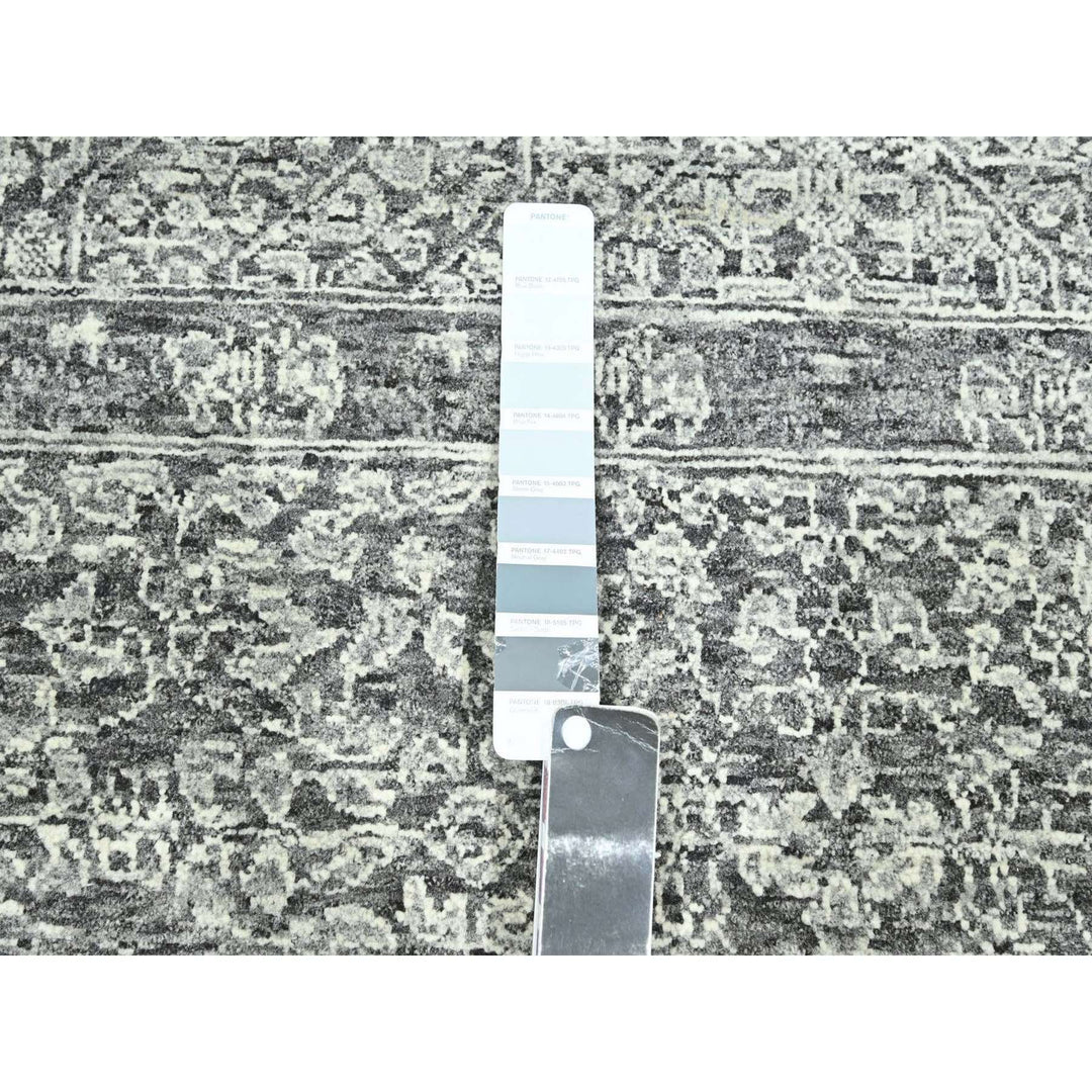 9'0" x 11'11" New Hand Knotted Grey Wool Rectangle Oriental Rug - MOA10276553