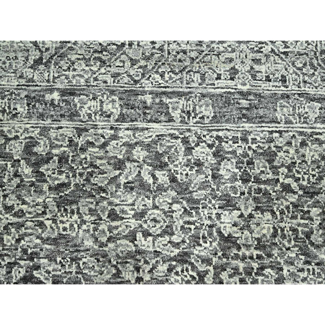 9'0" x 11'11" New Hand Knotted Grey Wool Rectangle Oriental Rug - MOA10276553