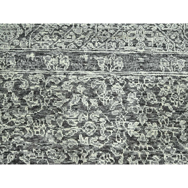 9'0" x 11'11" New Hand Knotted Grey Wool Rectangle Oriental Rug - MOA10276553