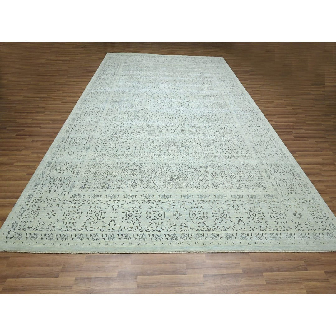 10'0" x 14'2" New Hand Knotted Grey Wool Rectangle Oriental Rug - MOA10276554