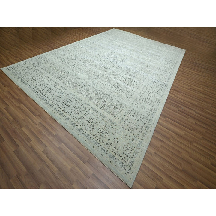10'0" x 14'2" New Hand Knotted Grey Wool Rectangle Oriental Rug - MOA10276554