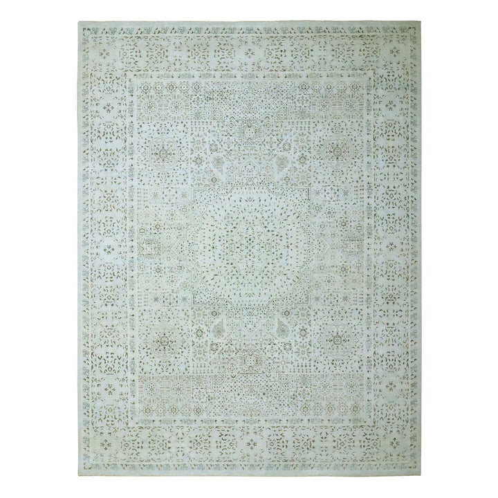 9'1" x 12'0" New Hand Knotted Blue Wool Rectangle Oriental Rug - MOA10276555