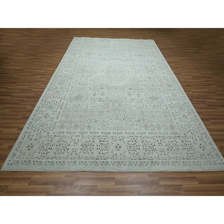 9'1" x 12'0" New Hand Knotted Blue Wool Rectangle Oriental Rug - MOA10276555