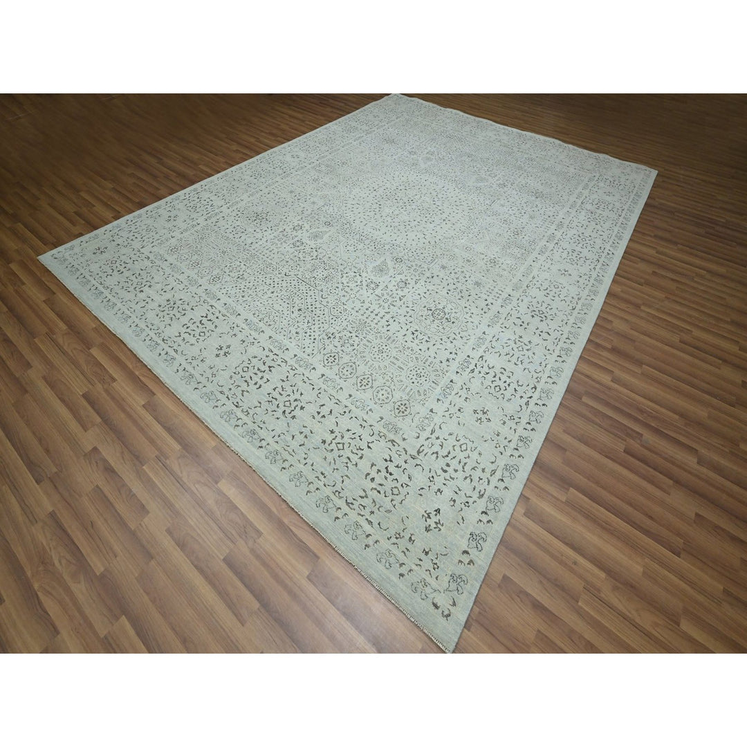 9'1" x 12'0" New Hand Knotted Blue Wool Rectangle Oriental Rug - MOA10276555