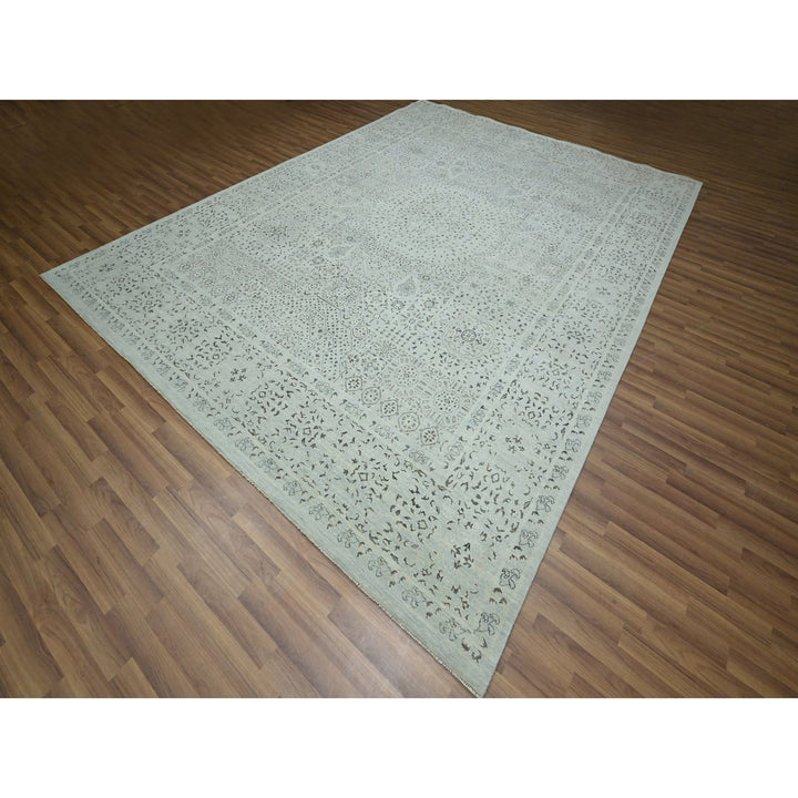 9'1" x 12'0" New Hand Knotted Blue Wool Rectangle Oriental Rug - MOA10276555