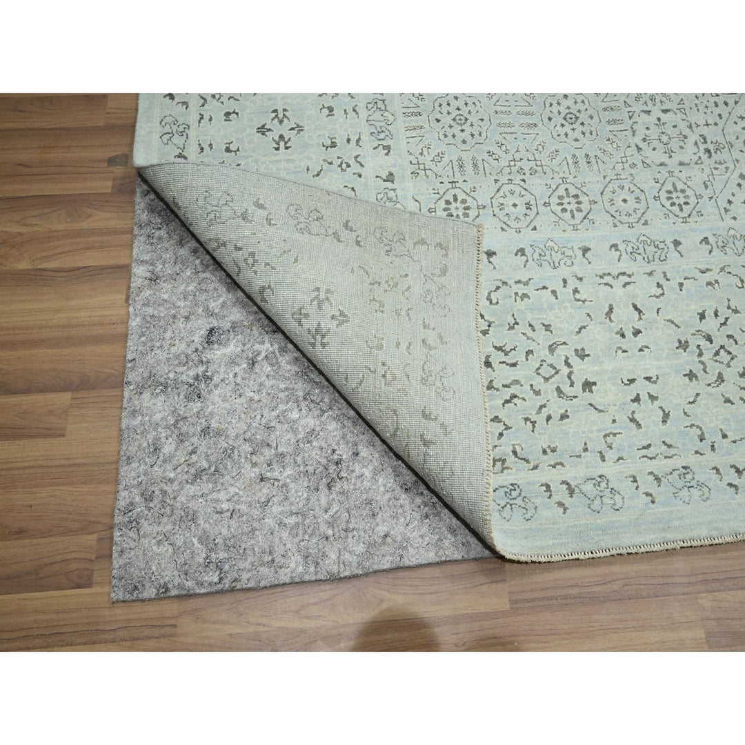 9'1" x 12'0" New Hand Knotted Blue Wool Rectangle Oriental Rug - MOA10276555