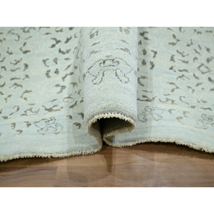 9'1" x 12'0" New Hand Knotted Blue Wool Rectangle Oriental Rug - MOA10276555