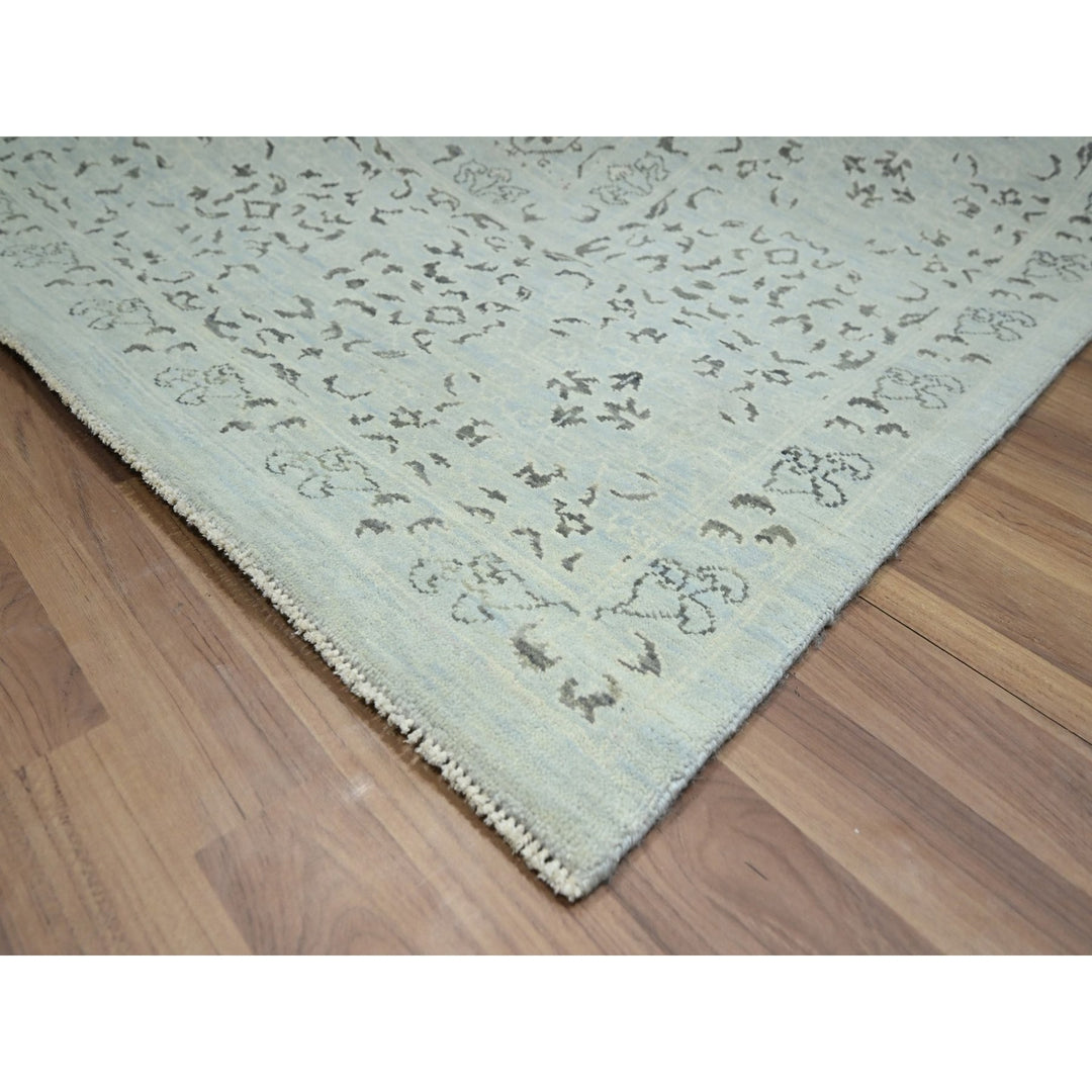 9'1" x 12'0" New Hand Knotted Blue Wool Rectangle Oriental Rug - MOA10276555