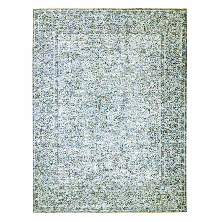 9'0" x 12'1" New Hand Knotted Blue Wool Rectangle Oriental Rug - MOA10276556