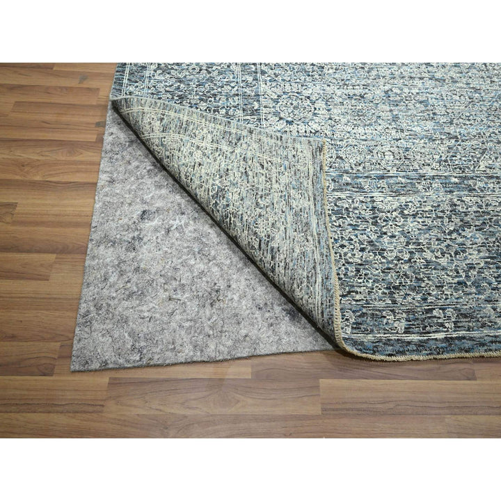 9'0" x 12'1" New Hand Knotted Blue Wool Rectangle Oriental Rug - MOA10276556