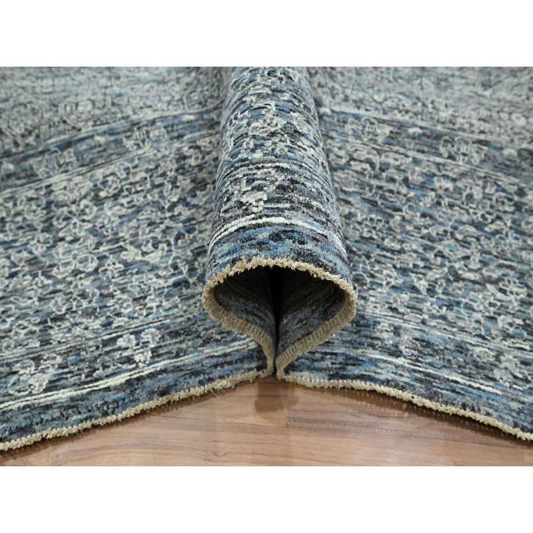 9'0" x 12'1" New Hand Knotted Blue Wool Rectangle Oriental Rug - MOA10276556