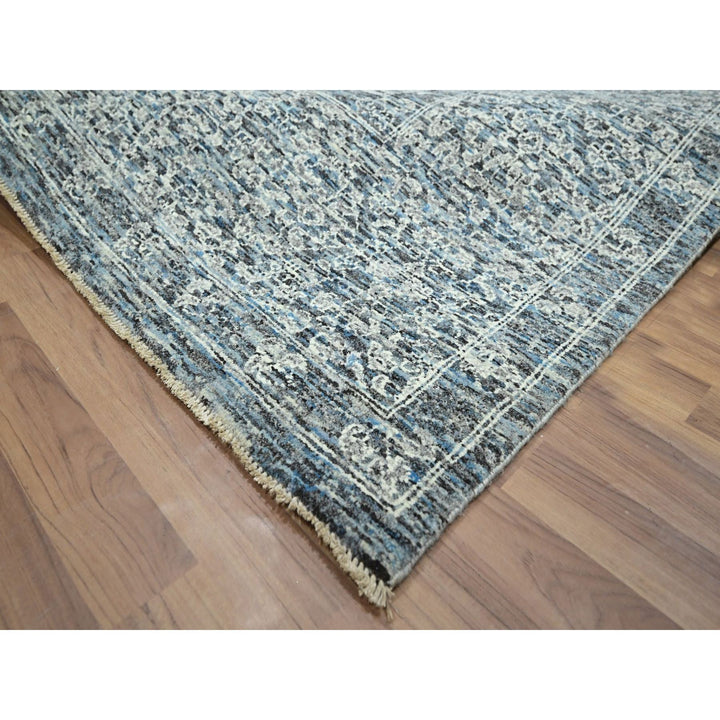 9'0" x 12'1" New Hand Knotted Blue Wool Rectangle Oriental Rug - MOA10276556