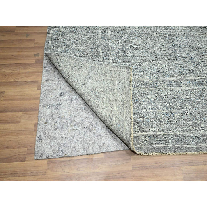 9'2" x 11'11" New Hand Knotted Grey Wool Rectangle Oriental Rug - MOA10276557