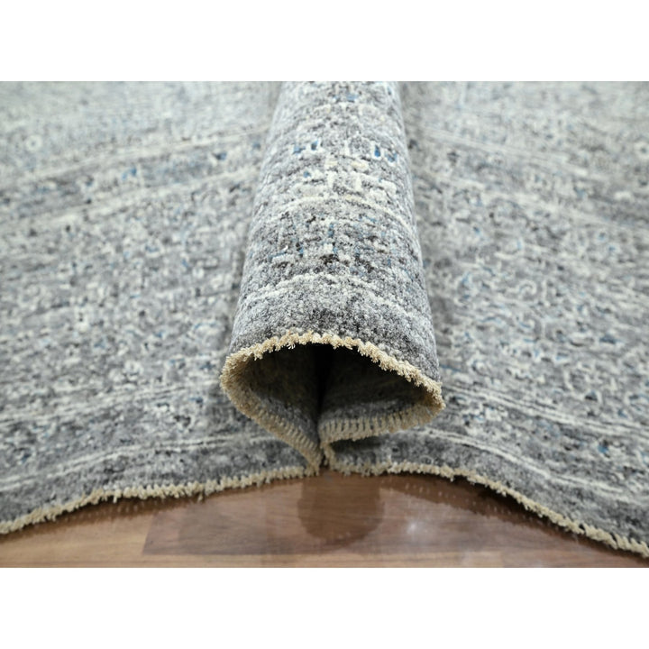 9'2" x 11'11" New Hand Knotted Grey Wool Rectangle Oriental Rug - MOA10276557