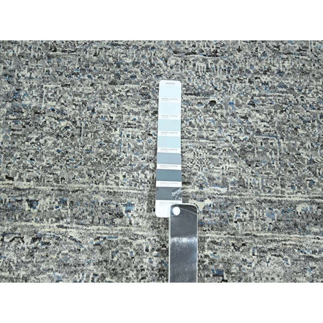 9'2" x 11'11" New Hand Knotted Grey Wool Rectangle Oriental Rug - MOA10276557