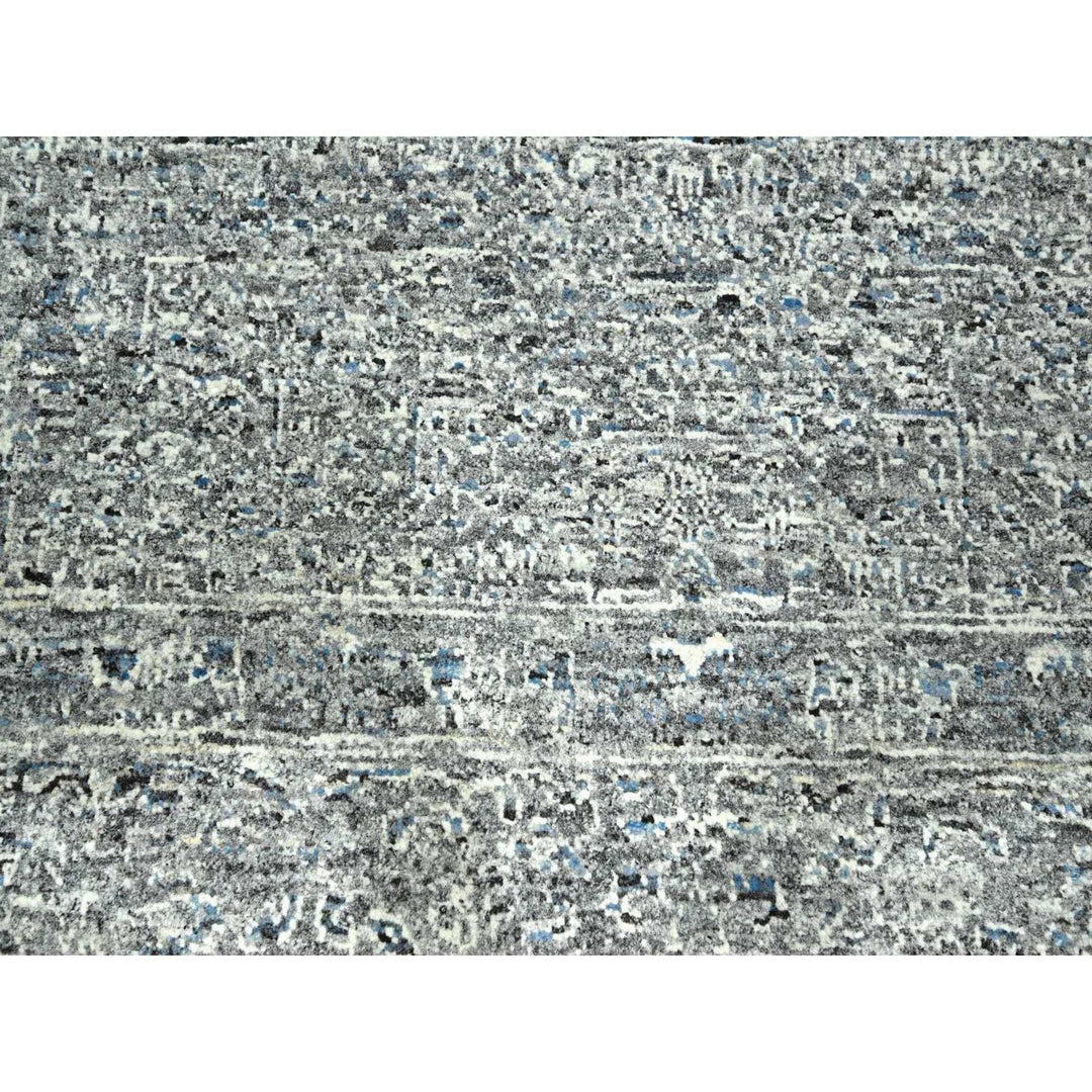 9'2" x 11'11" New Hand Knotted Grey Wool Rectangle Oriental Rug - MOA10276557