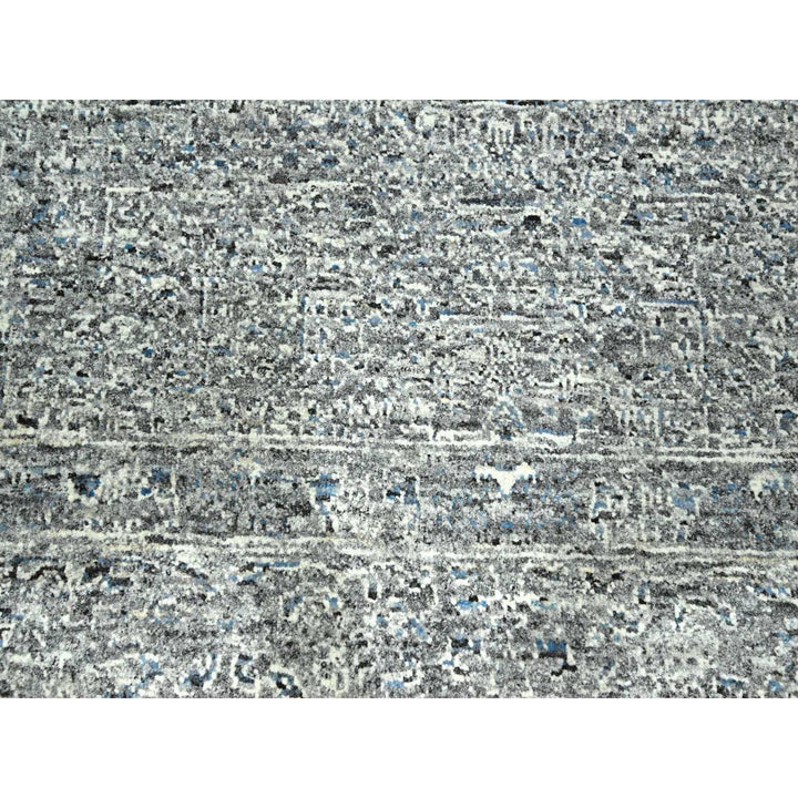 9'2" x 11'11" New Hand Knotted Grey Wool Rectangle Oriental Rug - MOA10276557