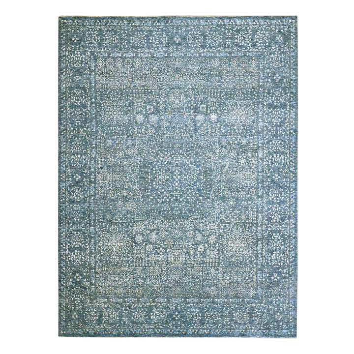8'11" x 11'11" New Hand Knotted Blue Wool Rectangle Oriental Rug - MOA10276558