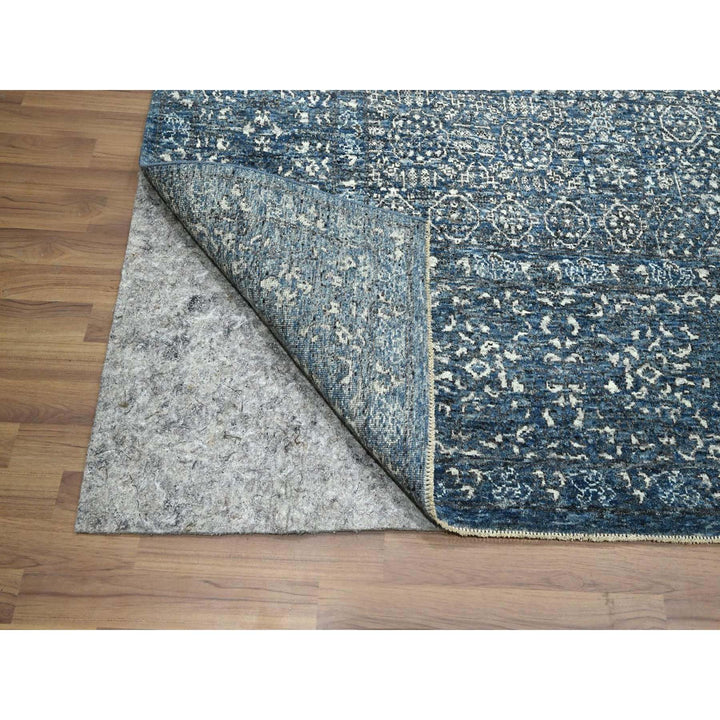8'11" x 11'11" New Hand Knotted Blue Wool Rectangle Oriental Rug - MOA10276558