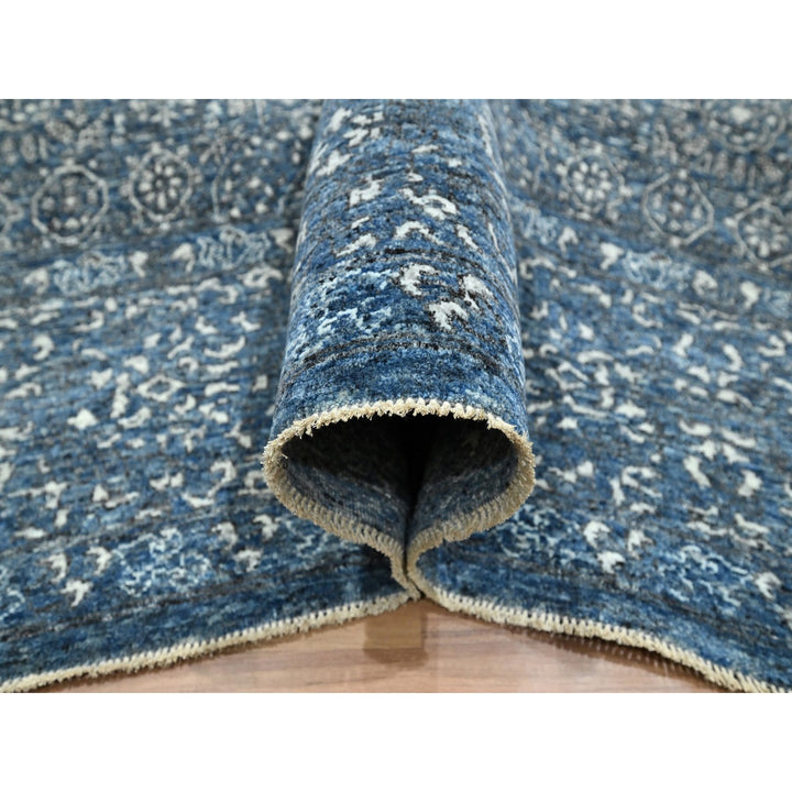8'11" x 11'11" New Hand Knotted Blue Wool Rectangle Oriental Rug - MOA10276558