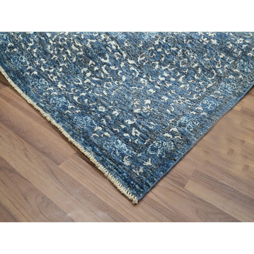 8'11" x 11'11" New Hand Knotted Blue Wool Rectangle Oriental Rug - MOA10276558