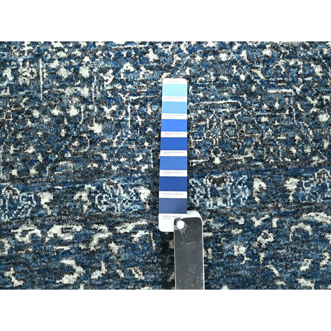 8'11" x 11'11" New Hand Knotted Blue Wool Rectangle Oriental Rug - MOA10276558