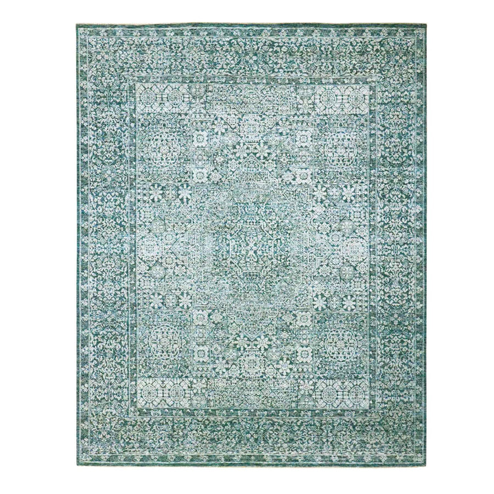 8'0" x 10'1" New Hand Knotted Blue Wool Rectangle Oriental Rug - MOA10276559