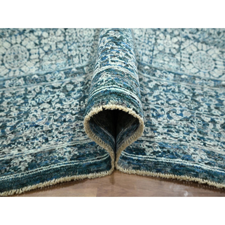 8'0" x 10'1" New Hand Knotted Blue Wool Rectangle Oriental Rug - MOA10276559
