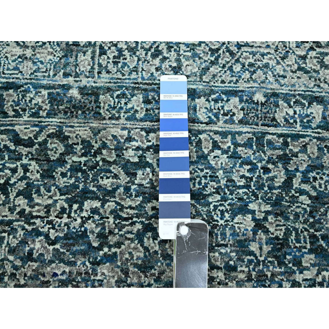 8'0" x 10'1" New Hand Knotted Blue Wool Rectangle Oriental Rug - MOA10276559