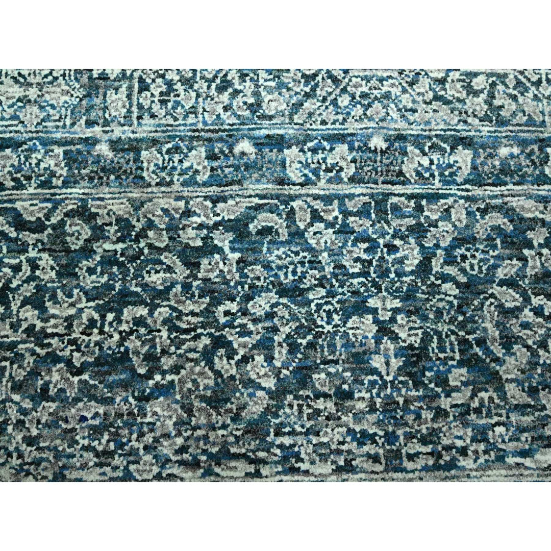8'0" x 10'1" New Hand Knotted Blue Wool Rectangle Oriental Rug - MOA10276559