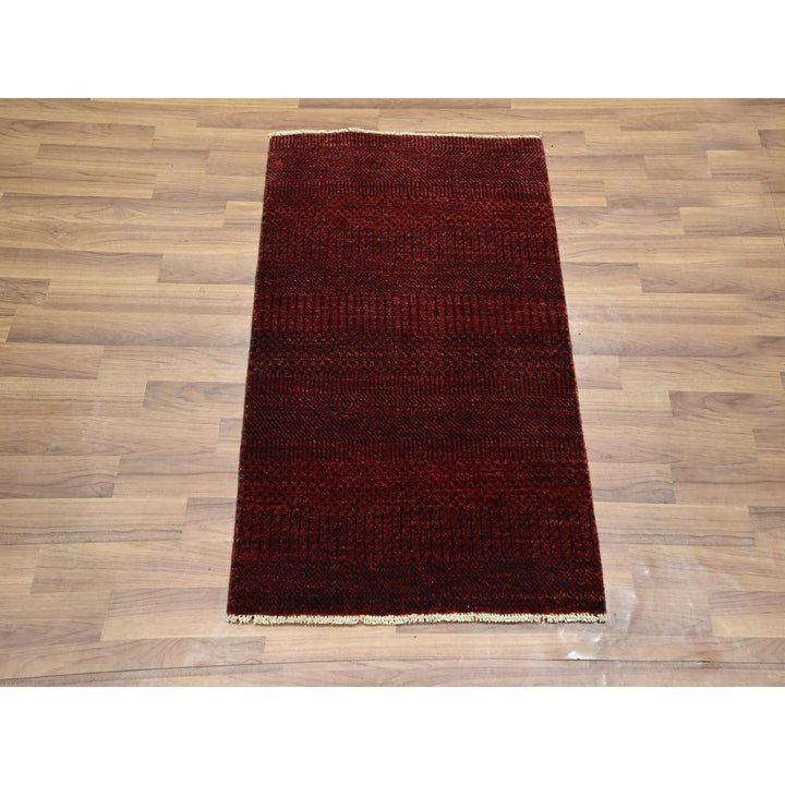 2'0" x 3'0" New Hand Knotted Red Wool & Silk Rectangle Oriental Rug - MOA10276601