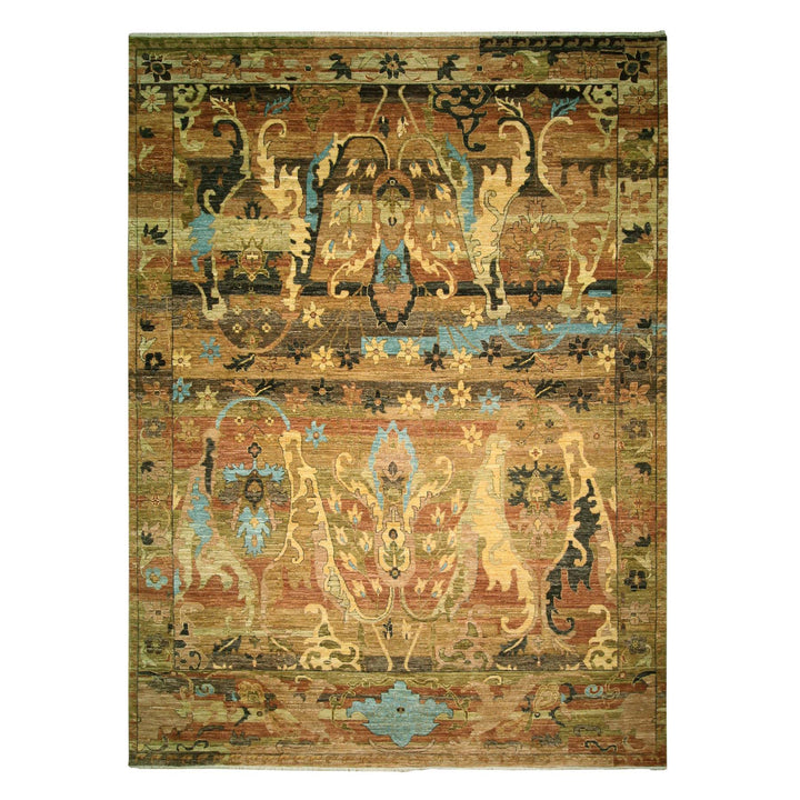 9'0" x 12'4" New Hand Knotted Brown Wool Rectangle Oriental Rug - MOA10276684