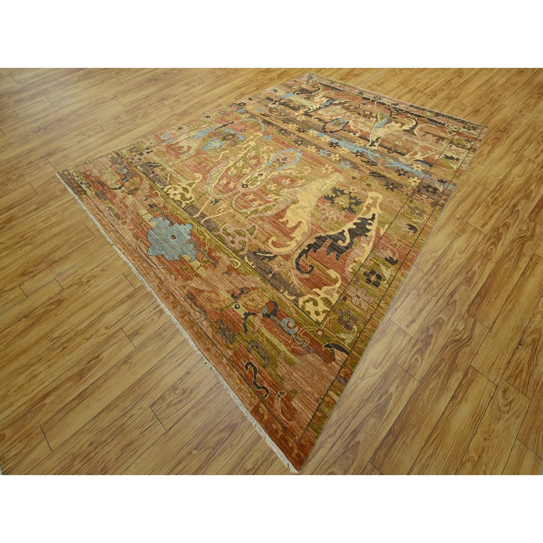 9'0" x 12'4" New Hand Knotted Brown Wool Rectangle Oriental Rug - MOA10276684
