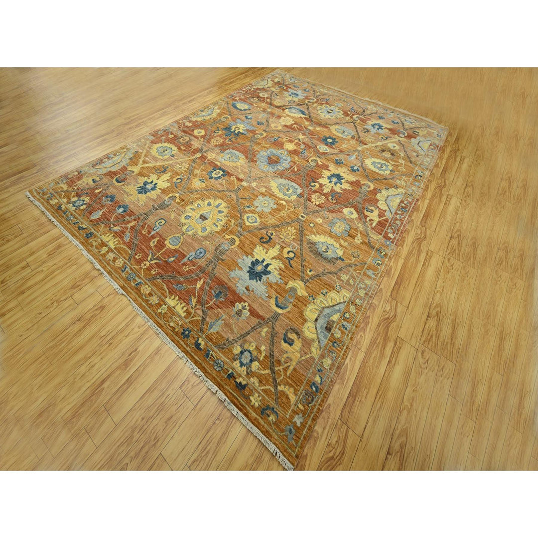 8'9" x 11'11" New Hand Knotted Red Wool Rectangle Oriental Rug - MOA10276685